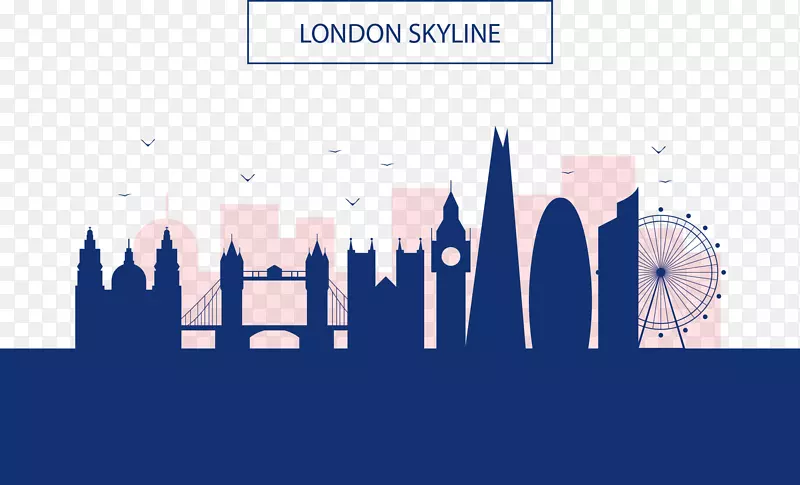 伦敦城市建筑剪影旅游海报矢量素
