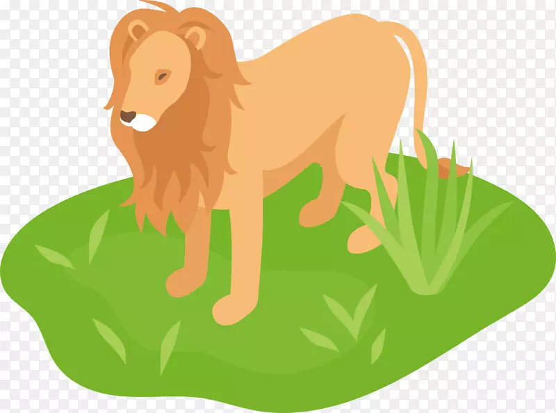 卡通手绘动物园狮子矢量插画