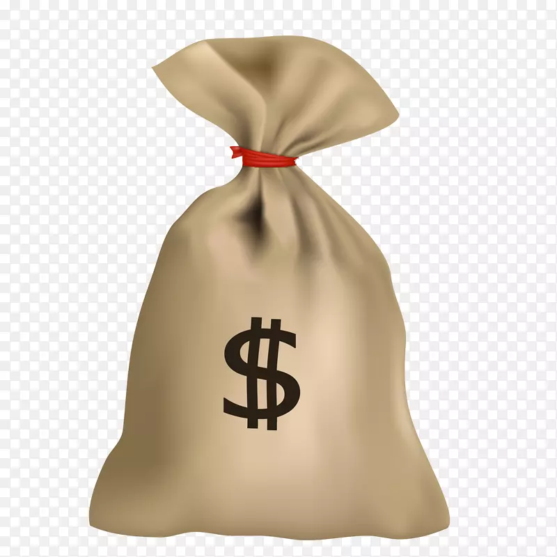 矢量手绘金钱麻包袋