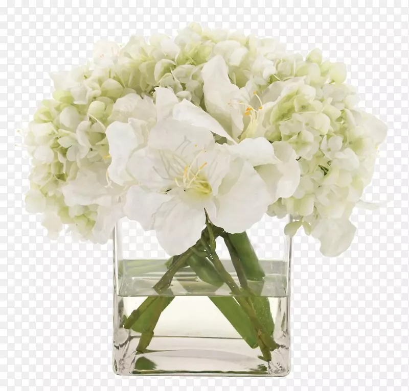 白色花卉装饰玻璃花瓶软装