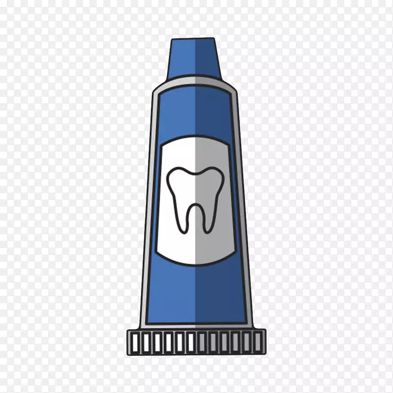 蓝色带牙齿图标的牙膏管卡通