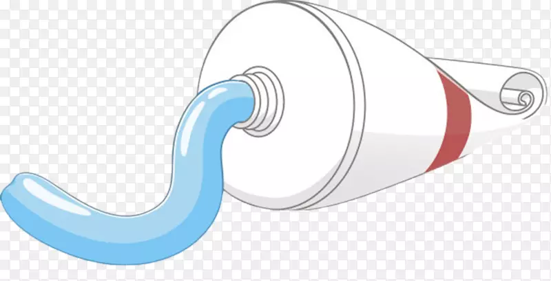 白色挤压出蓝色牙膏的牙膏管卡通