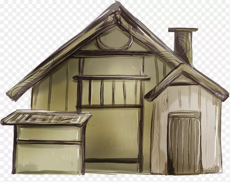 手绘创意合成木板房子