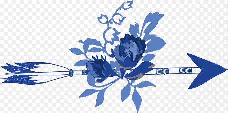 蓝色花朵箭头矢量蓝色装饰花纹边