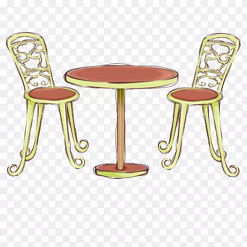 红色圆形桌子椅子