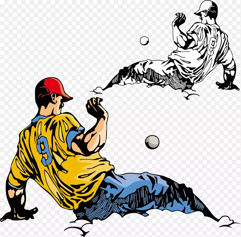 漫画风格棒球运动矢量素材