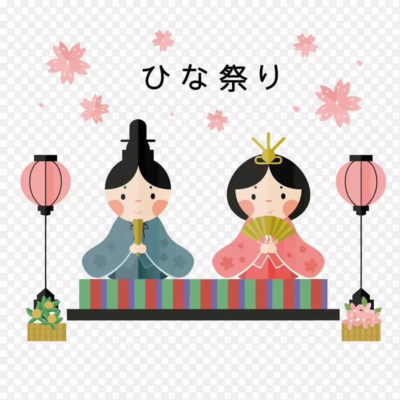 矢量扁平化日本娃娃