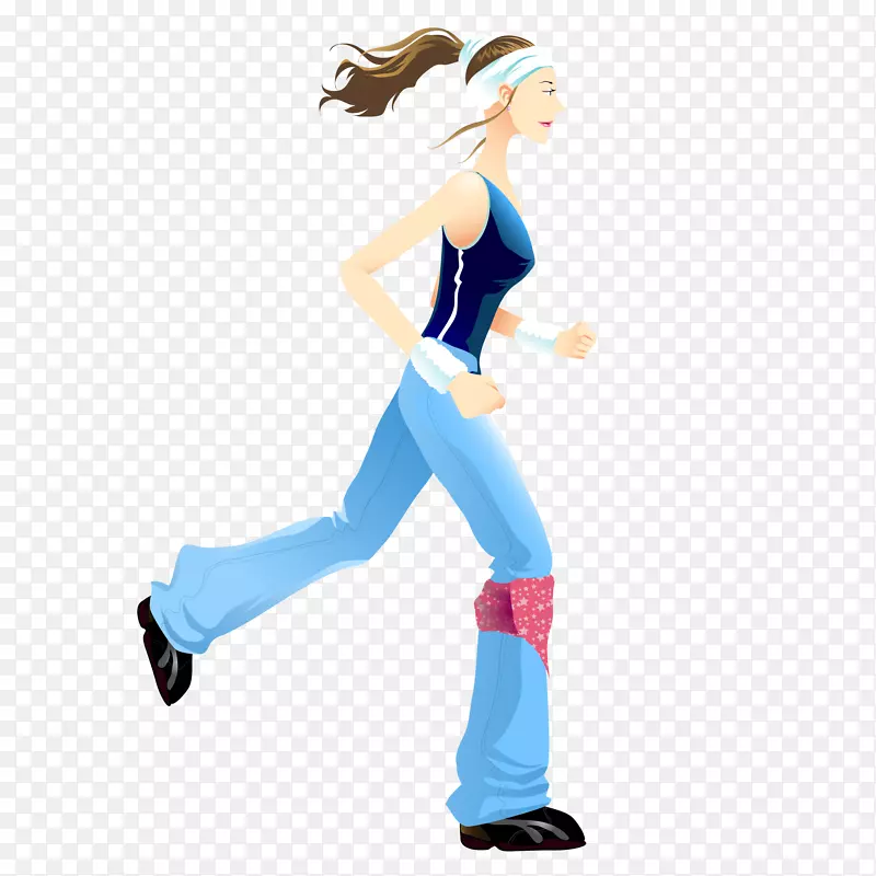 跑步的女性人物设计矢量图