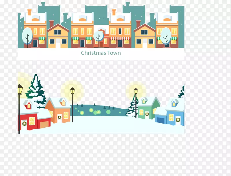 两副圣诞小镇横幅