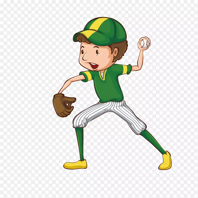 手绘卡通装饰打棒球的男孩子装饰