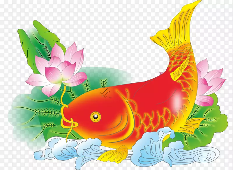 荷花池里的金鲤鱼PNG图片素材下载_图片编号qkepooeq-免抠素材网