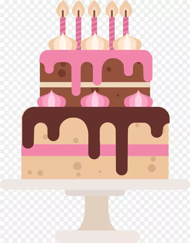 粉色扁平生日蛋糕