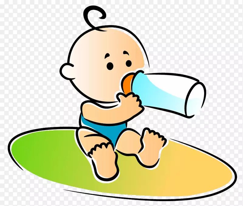 卡通小婴儿在喝奶