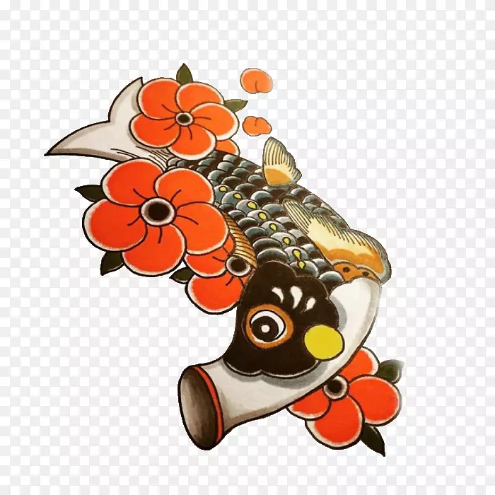 彩铅画鲤鱼旗