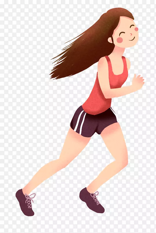 手绘人物插画可爱女孩健身跑步插