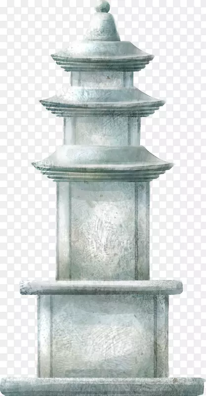 手绘塔城寺庙图片