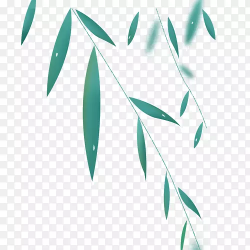 绿色简约装饰柳叶设计图