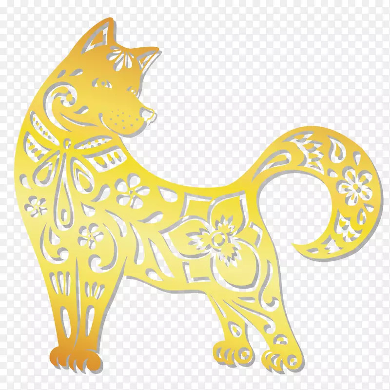 花纹图案的金色小狗简图