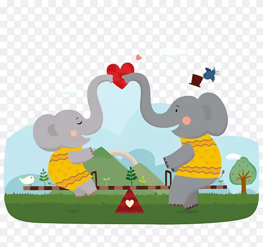 公象母象用鼻子示爱