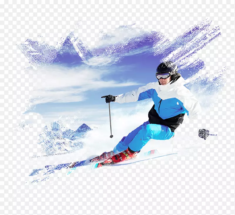 立体冬季滑雪运动PNG