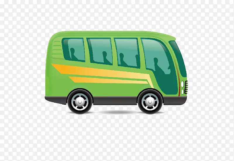 卡通绿色公共汽车