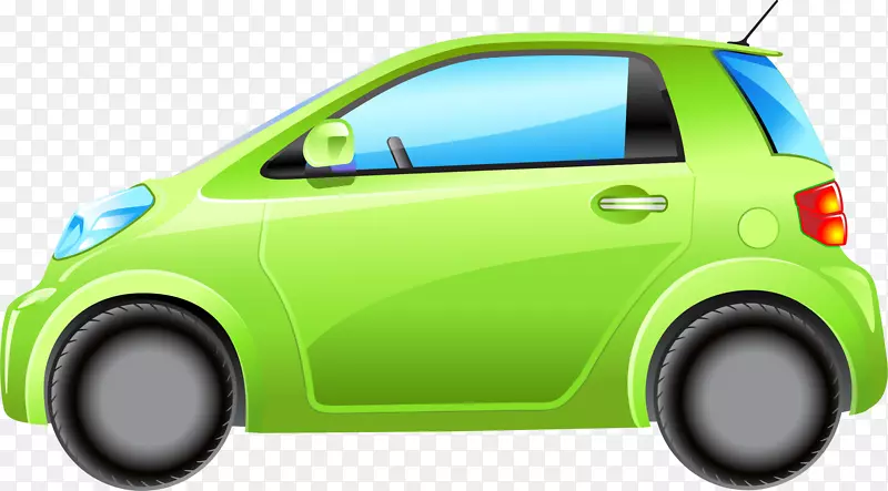 卡通绿色小汽车电动