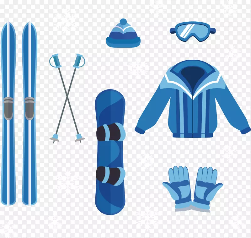 蓝色冬季滑雪装备