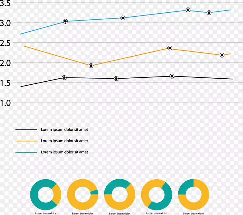 折线图和圆形图矢量素材