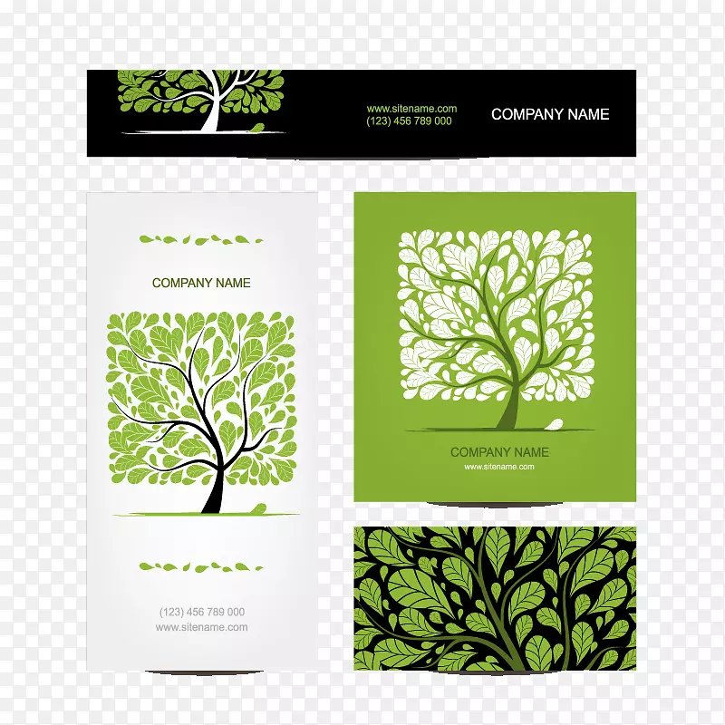 绿色树木商务卡片设计矢量素材