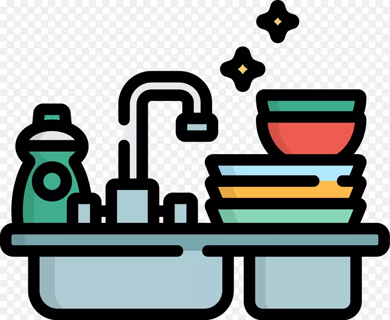 厨房水池和餐具简图