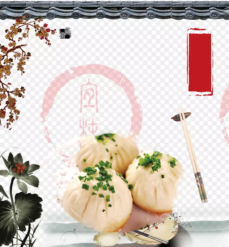中国风美食生煎包海报