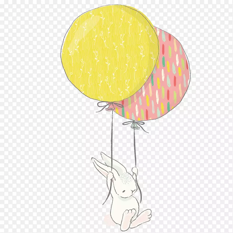 彩色气球兔子唯美手绘