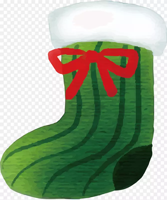 圣诞节绿色水彩圣诞袜