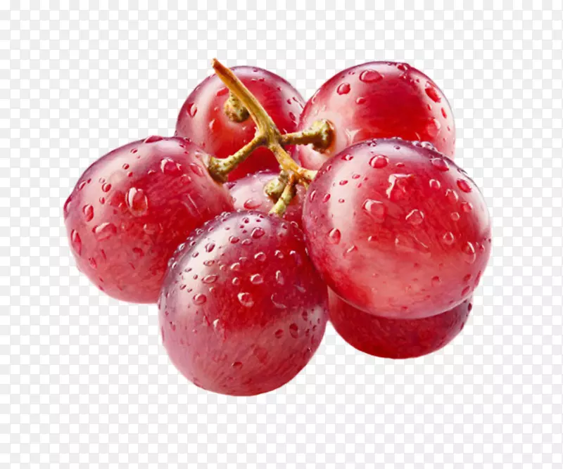 红色带水珠的新鲜葡萄实物