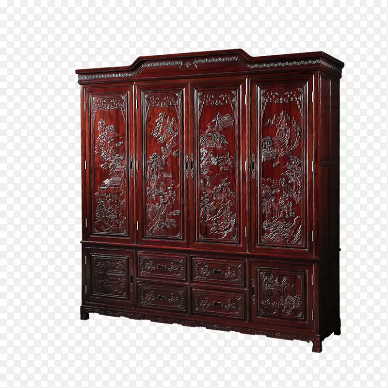 古典深红色衣柜设计