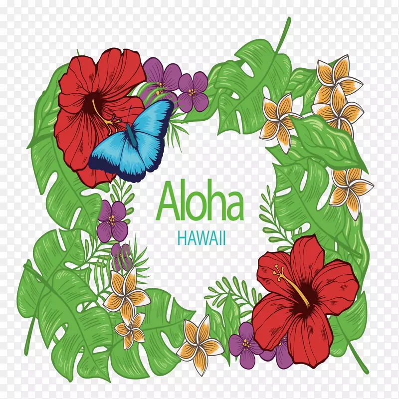 浪漫夏威夷的花和树木