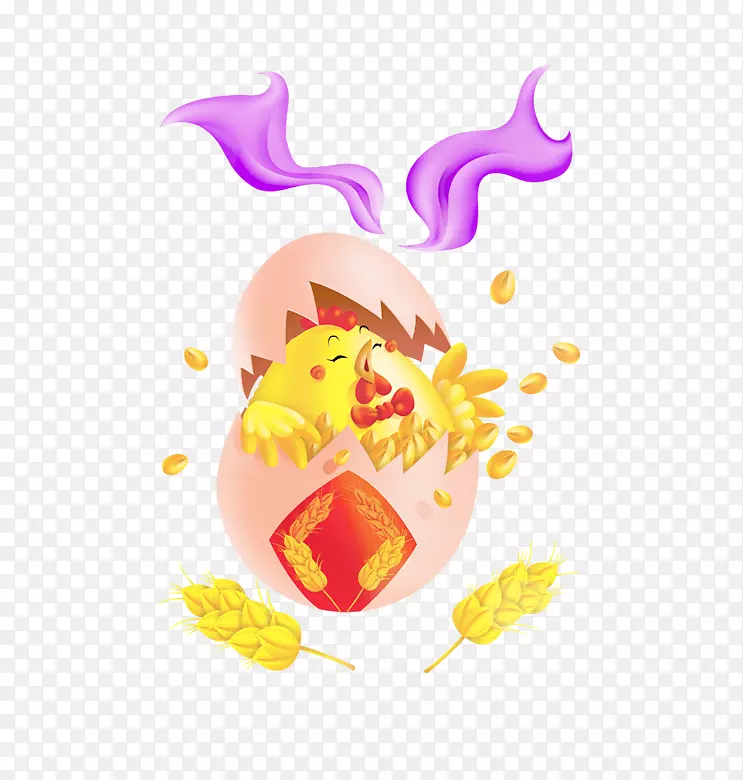 蛋壳中的小鸡免抠PNG图片