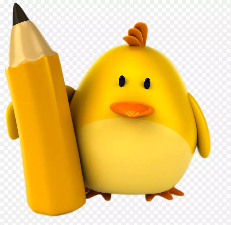 拿铅笔的卡通小鸡