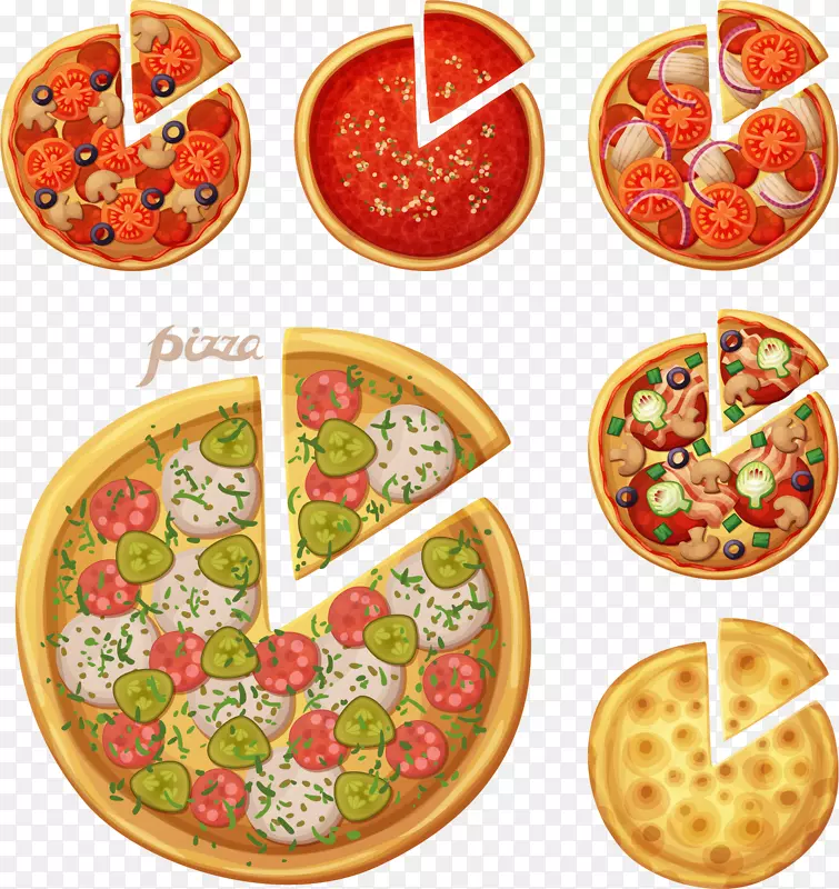 6款美味披萨快餐设计矢量