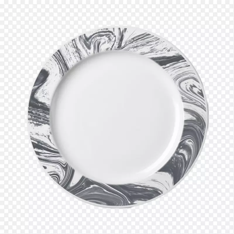 黑色墨花的碟子陶瓷制品实物