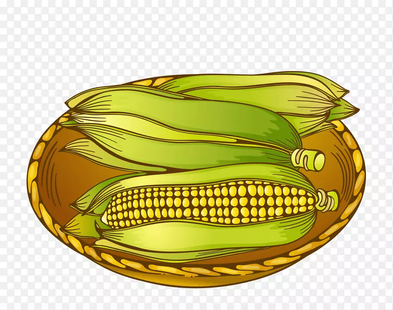 卡通一筐玉米png图