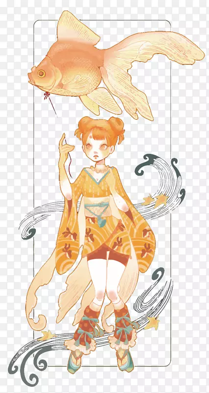 矢量金鱼少女
