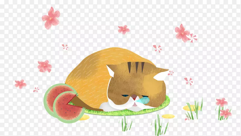 免抠卡通手绘趴着睡觉的猫咪