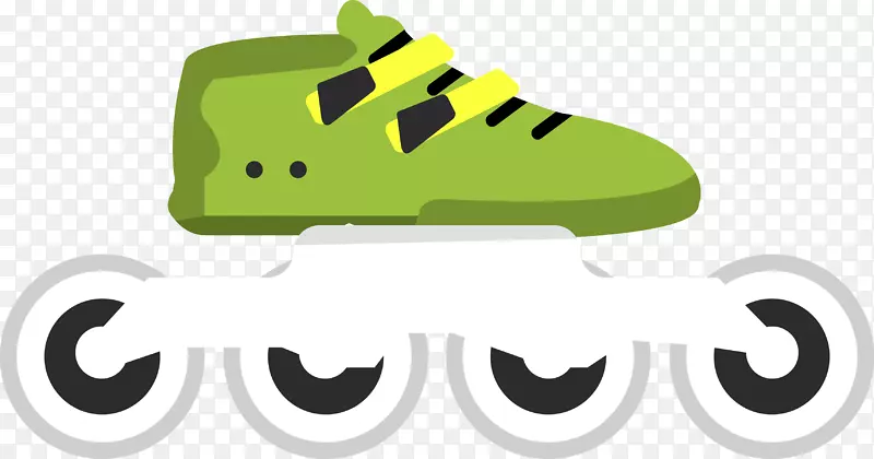 卡通绿色溜冰鞋素材图