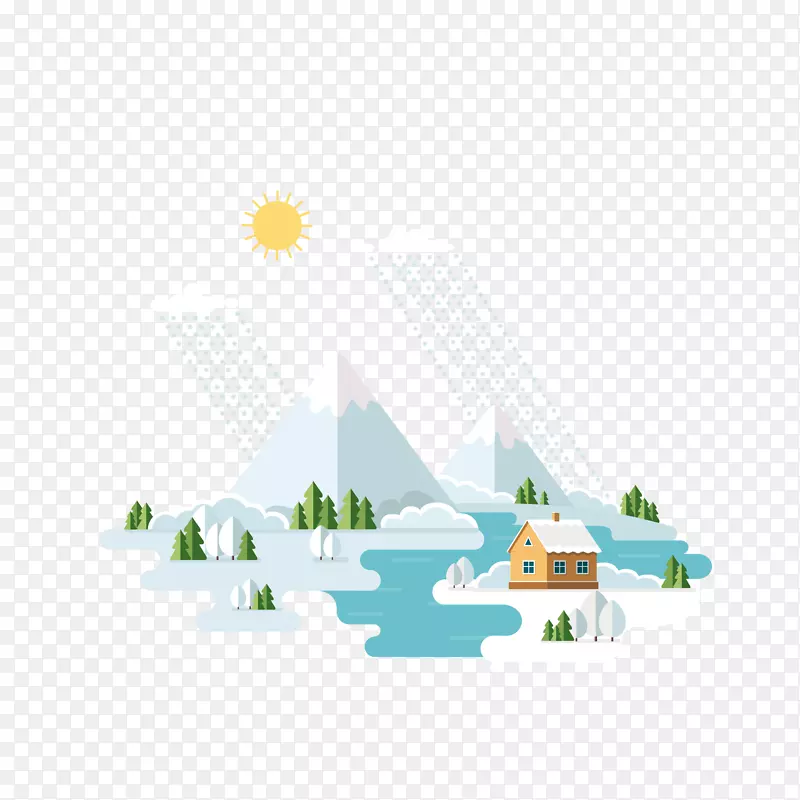 矢量扁平雪山场景