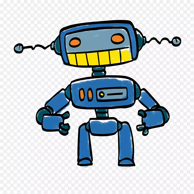 可爱蓝色机器人矢量图