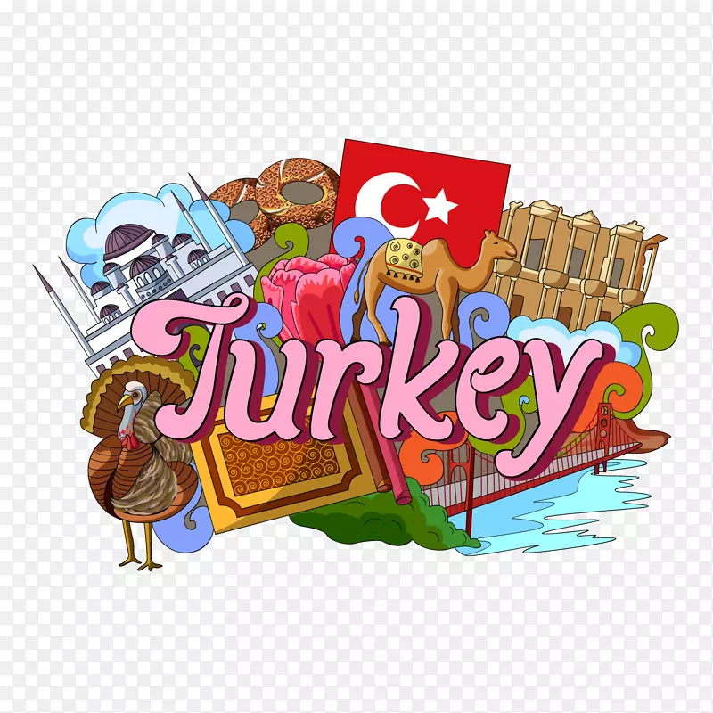 矢量土耳其地标建筑文化旅游宣传