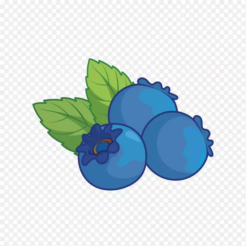 矢量手绘蓝色蓝莓
