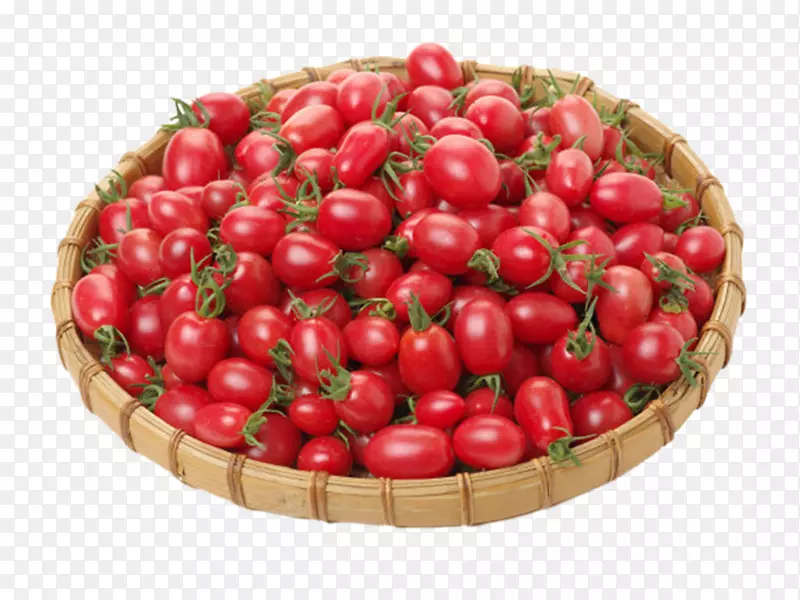 实物篮子红色带藤樱桃番茄