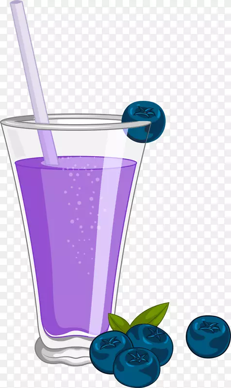 紫色卡通立体蓝莓汁
